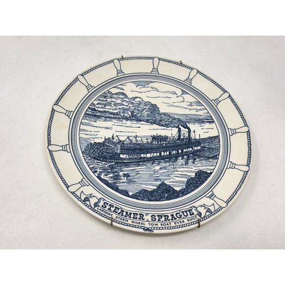VTG STEAMER SPRAGUE Sternwheel Tow Boat Collector Plate 10" Kettlesprings Kilns - Picture 6 of 8